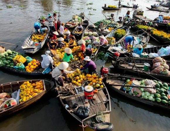 El auténtico mercado flotante de Cai Rang en el delta del Río Mekong