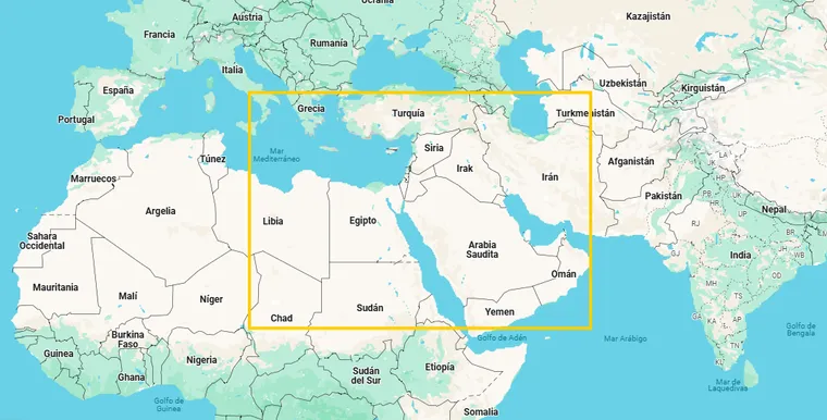 Map Of The Middle East Affected By Cancelled Flights And Air Routes (source National Geographic)
