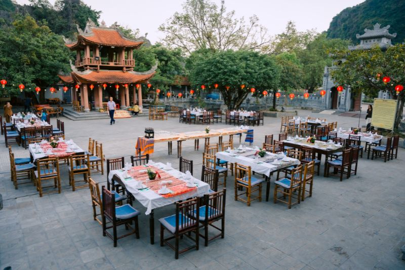 Gala Dinner Preparations In The Temple Courtyard