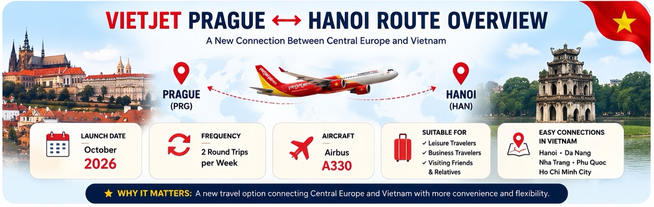 Vietjet Opens New Flights From Prague To Vietnam In 2026