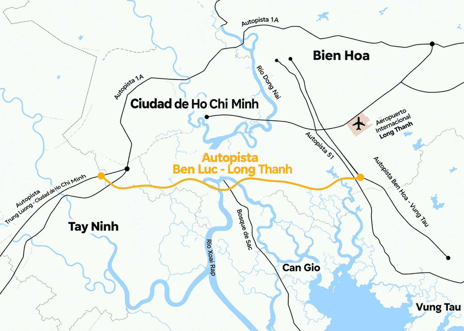 Mapa De La Autopista Ben Luc - Long Thanh (1)