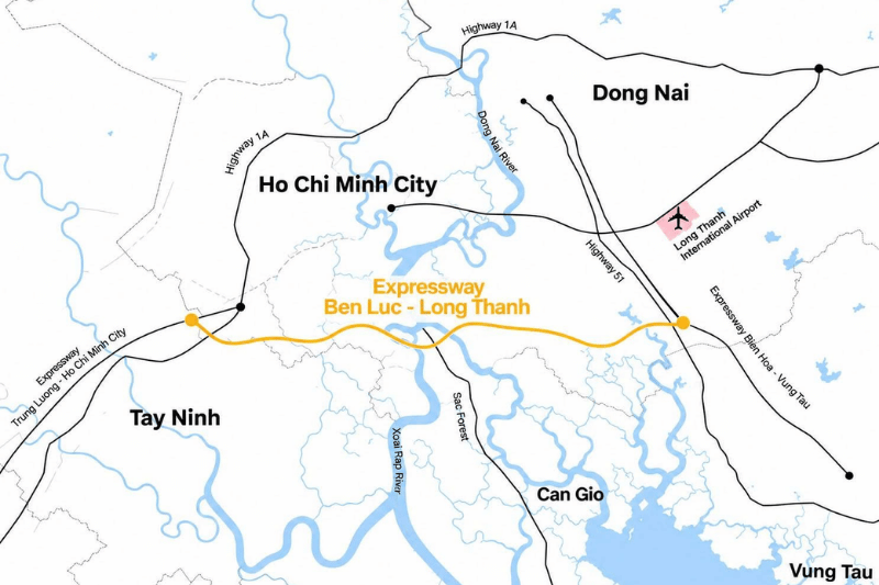 The Map Of Ben Luc - Long Thanh Expressway